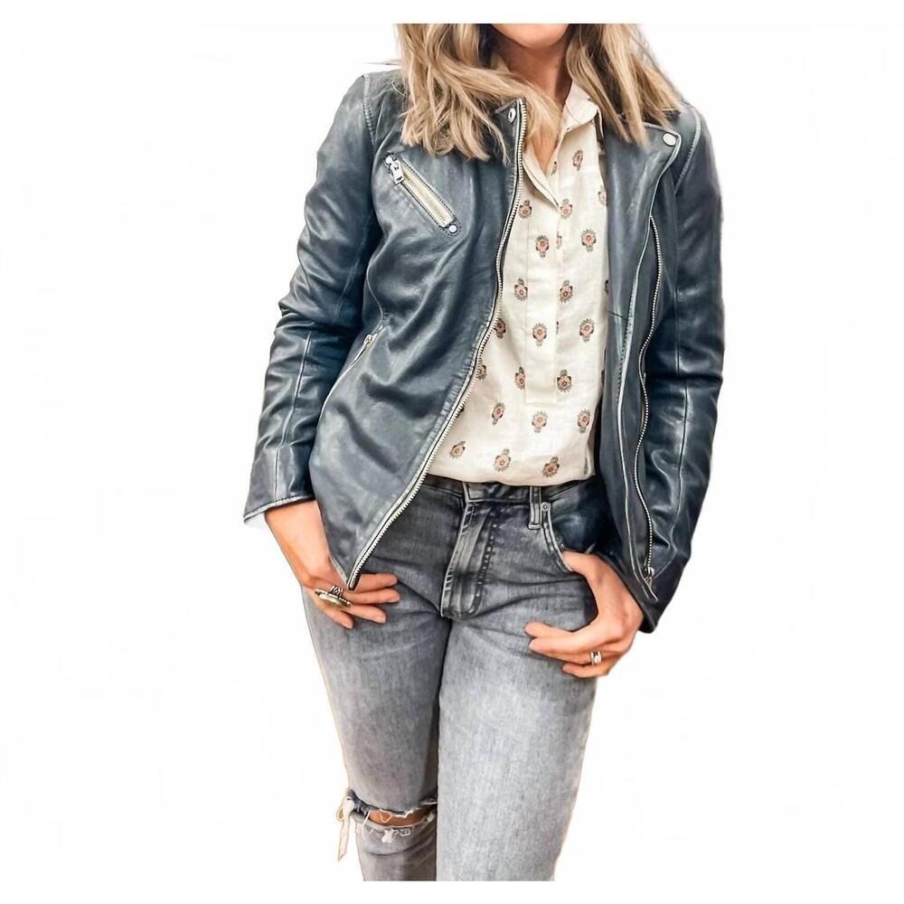 NEW MAURITIUS sofia lambskin jacket in denim blue